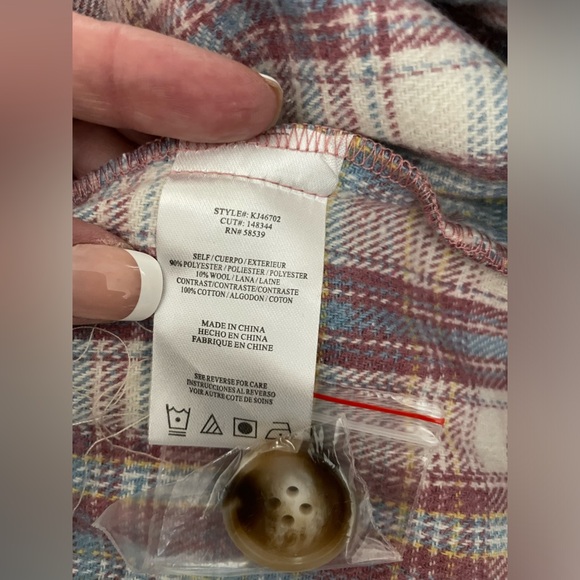 NWT KUT Shaket  Button Down Dusty Rose Blue Colors Size S Pockets - Picture 8 of 8